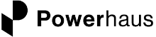 Powerhaus logo showing half earth and angular building