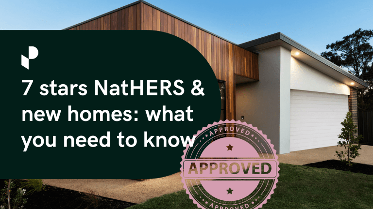 Image shows a new home with timber cladding and the text 7 stars Nathers & new homes: what you need to know.